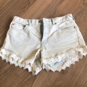 2/$20 Faded Denim Shorts with Lace